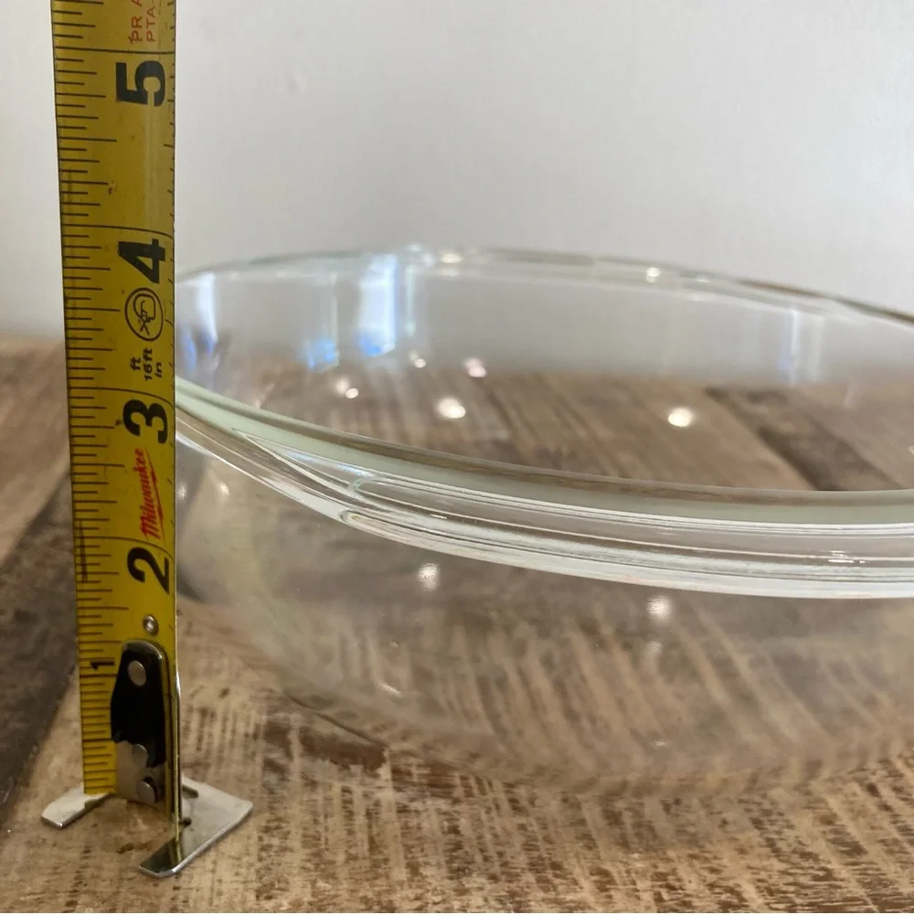 PYREX Round Casserole Baking Dish 024 B-2 2 Quart QT Clear Glass Bowl Ovenware